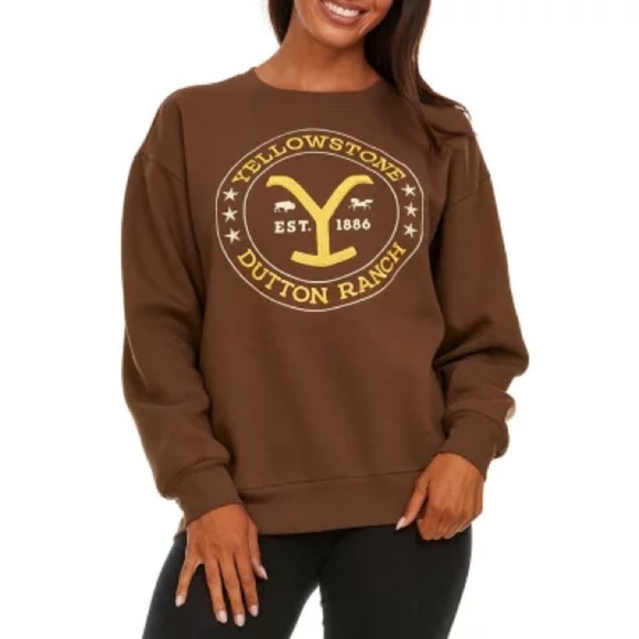 NWOT Yellowstone Dutton Ranch Embroidered Sweatshirt in Brown/Yellow Size XXL - Picture 1 of 10